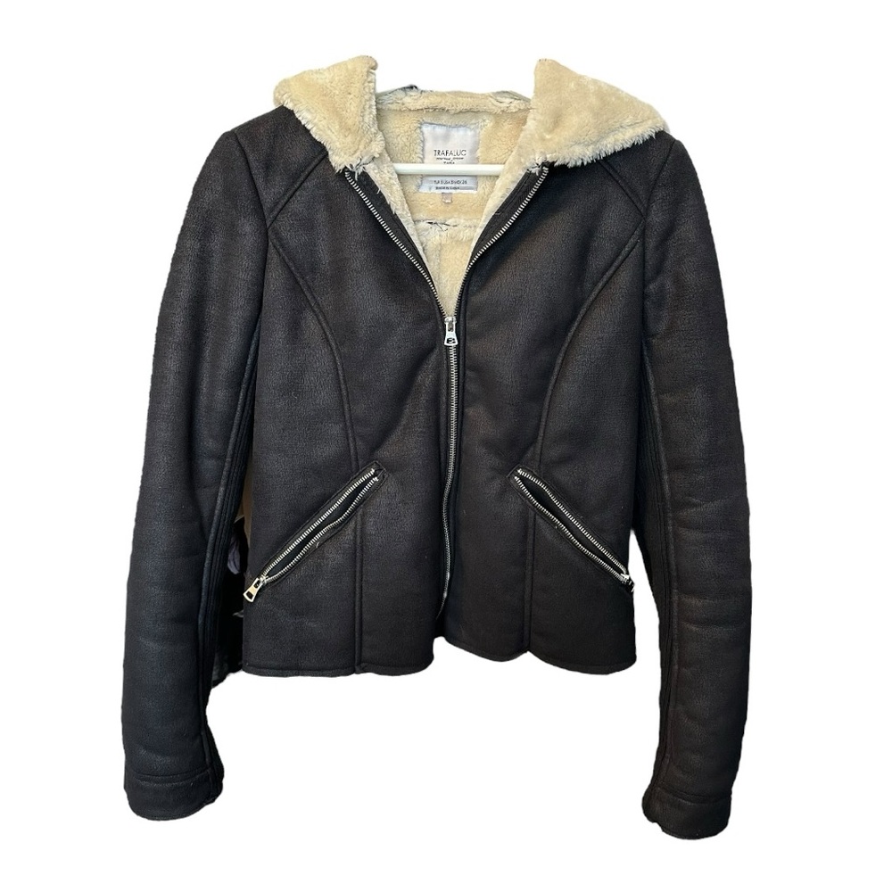 Faux Fur lined Moto Jacket with Hood